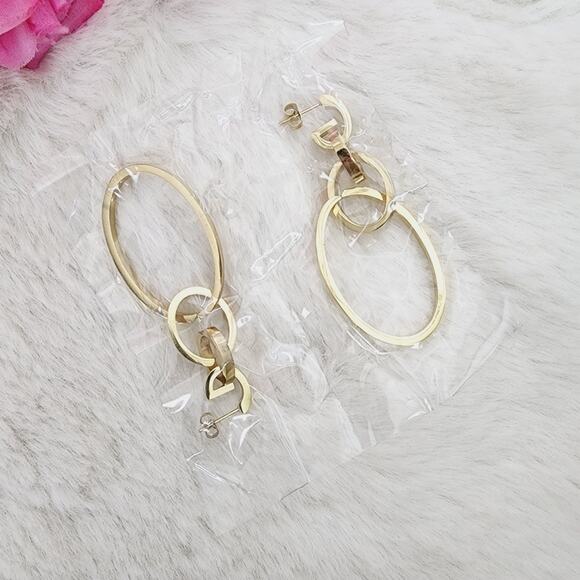 NEW Vita Fede Cassio Convertible Dangle Drop Earrings Gold Tone Metal - Picture 7 of 12